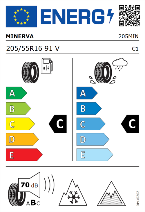 Tyre Label for Minerva Frostrack HP 205/55R16 91V